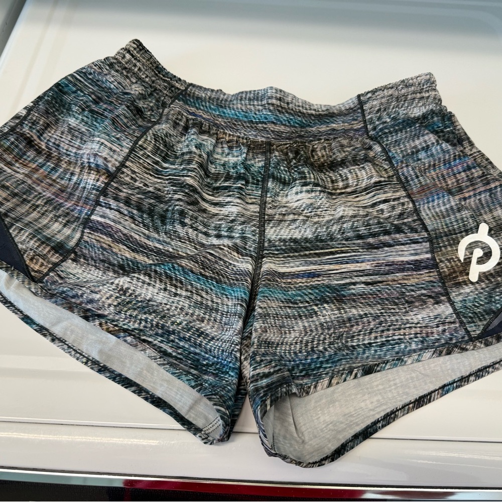 Lululemon Athletica Peloton Gray and Blue Athletic Shorts